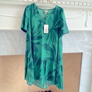 Green tropical shift dress